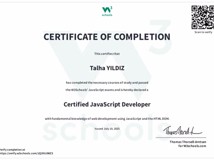 W3Schools - Certified JavaScript Developer